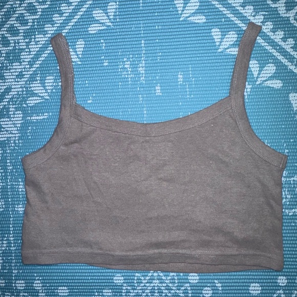 Grey Floral MTV Cropped Tank Top - Picture 4 of 5